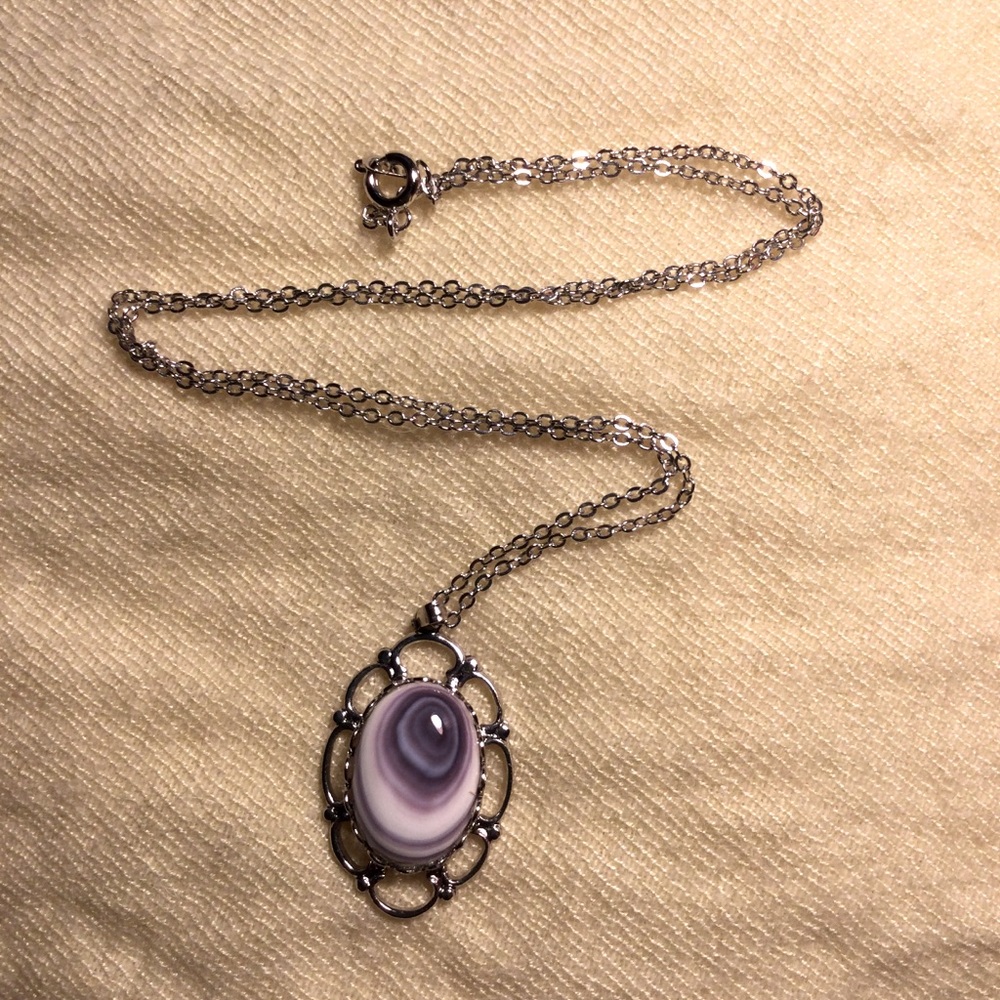 Purple and White Pendant Necklace